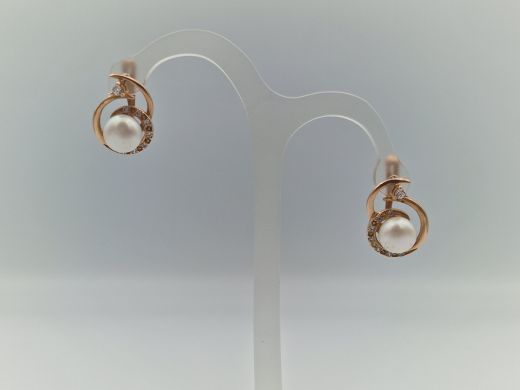 Золотые серьги с цирконом, 7.56 г