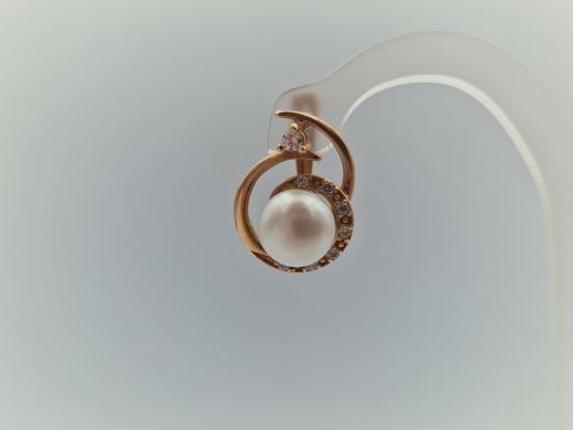 Золотые серьги с цирконом, 7.56 г