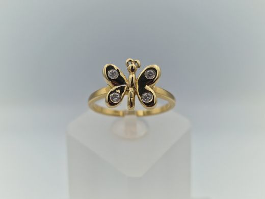 Zelta gredzens ar cirkoniju, 2.76 g, izm. 17.6