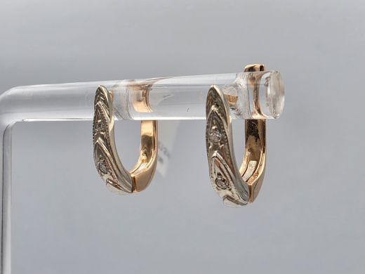 Золотые серьги с бриллиантом, 2.80 г