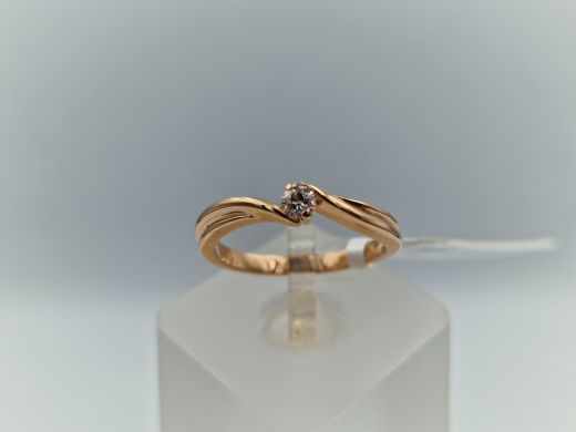 Zelta gredzens ar briljantu, 2.4 g, izm. 16.5