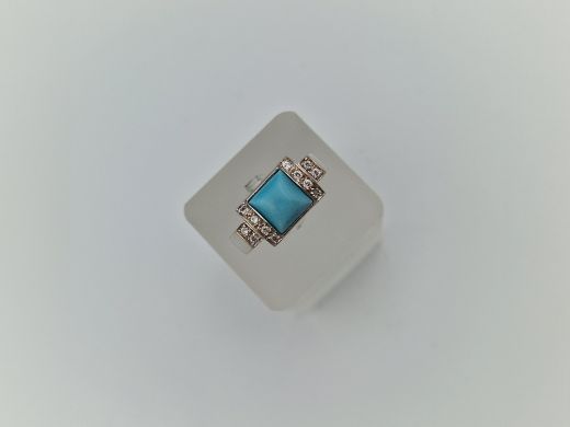 Zelta gredzens ar tirkīzu un cirkoniju, 6 g, izm. 18