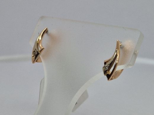 Золотые серьги с бриллиантом, 2.08 г