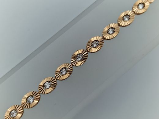 Zelta rokassprādze ar cirkoniju, 5.39 g, izm. 19.5