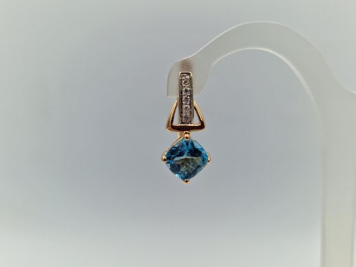 Zelta auskari ar briljantiem un topāziem, 3.22 g