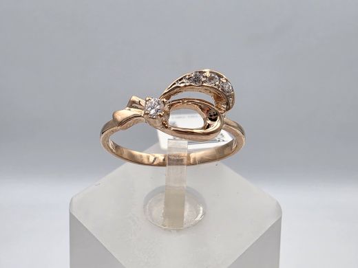 Золотое кольцо с цирконом, 2 г, разм. 17.2