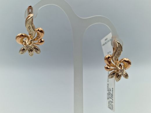 Золотые серьги с бриллиантом, 6.79 г