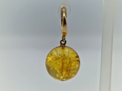 Золотые серьги с янтарьом, 7.27 г