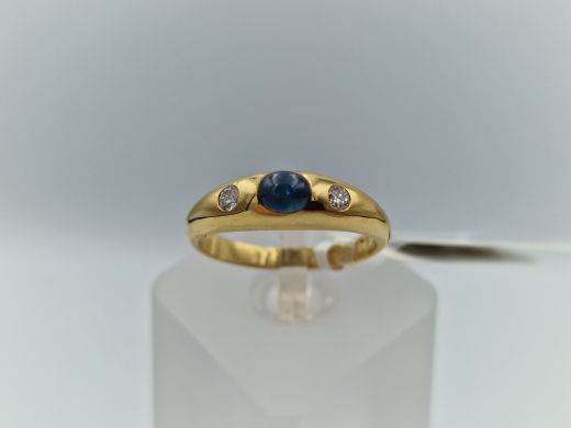 Zelta gredzens ar briljantu un safīru, 4.38 g, izm. 17.5