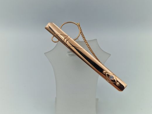 Золотой зажим для галстука с цирконом, 4.46 г
