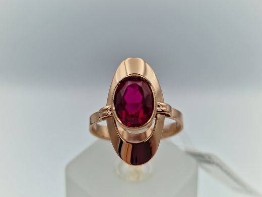 Zelta gredzens ar koraļļi, 4.42 g, izm. 19