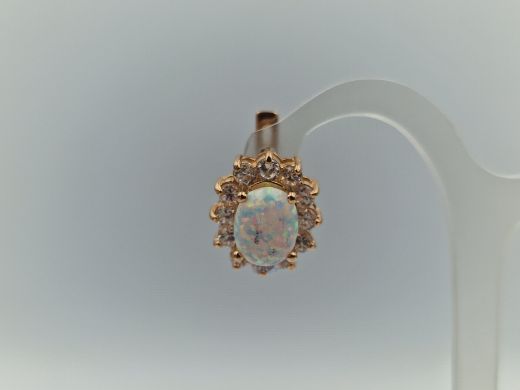 Золотые серьги с цирконом, 5.98 г