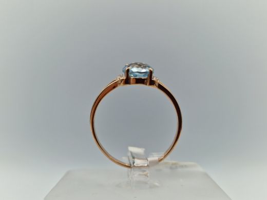 Zelta gredzens ar topāzu un cirkoniju, 1.47 g, izm. 16.5