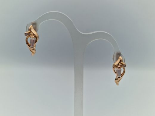 Золотые серьги с цирконом, 3 г